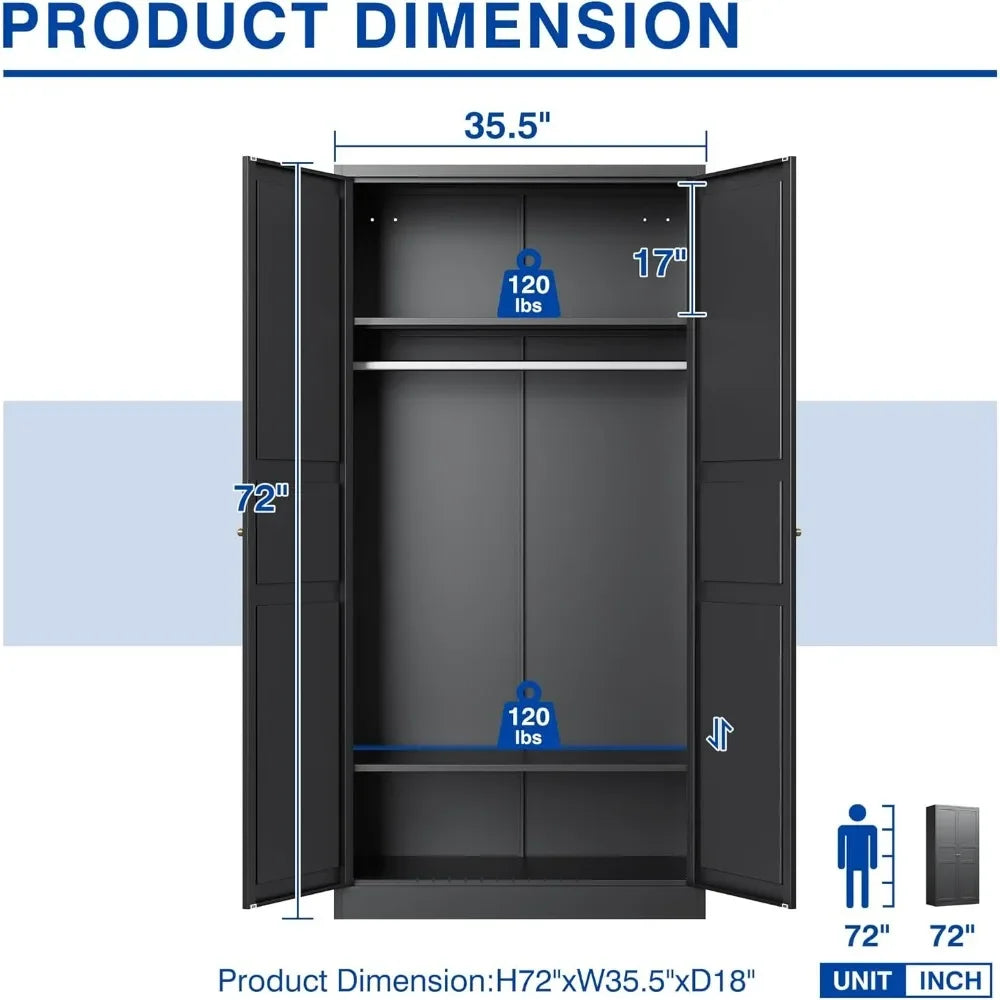 Metal Armoire Wardrobe Closet with 2 Doors