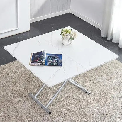 43.3" Folding Dining Table, 4 in 1 Multi-Function Table with MDF Tabletop & Height Adjustable, Lift Top Coffee Table Converts to
