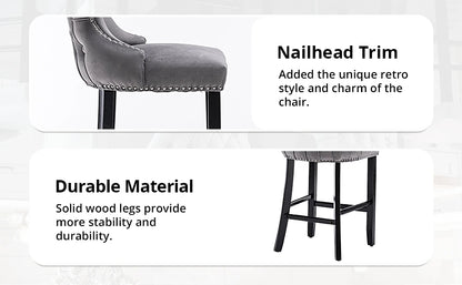 Bar Stools Set Counter Height,with Solid Wood Legs