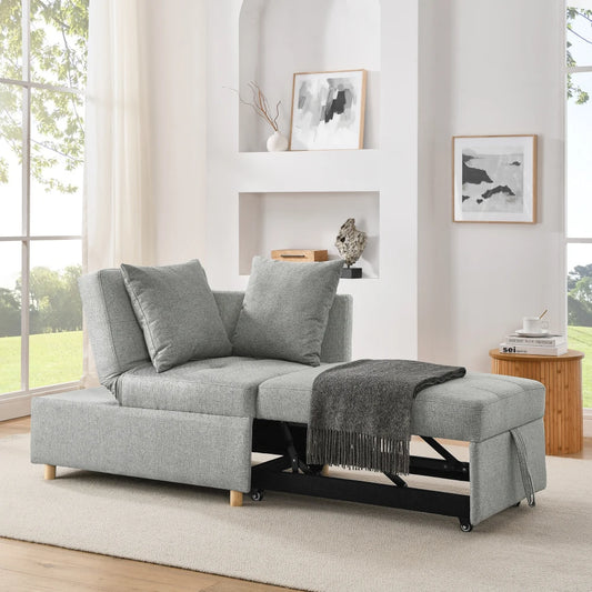 Sleeper Sofa Chair Adjustable Backrest Recliner - Pullout Sofa Bed - Wheels