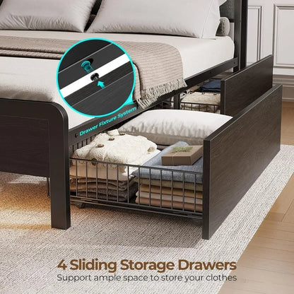 Bed Frame with Storage Drawers – Full/Queen/King Size