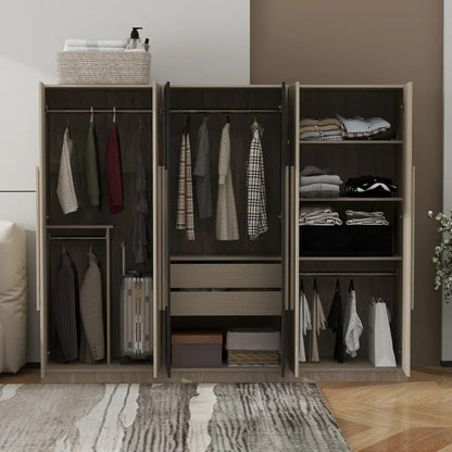 Wooden Armoire Wardrobe Cabinet with 6 Doors