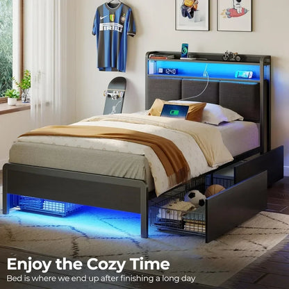 Bed Frame with Storage Drawers – Full/Queen/King Size