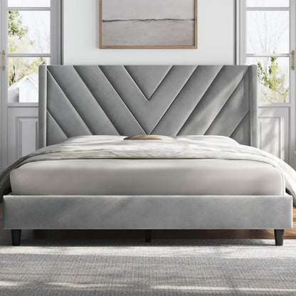Queen Bed Frame with Winged Sides