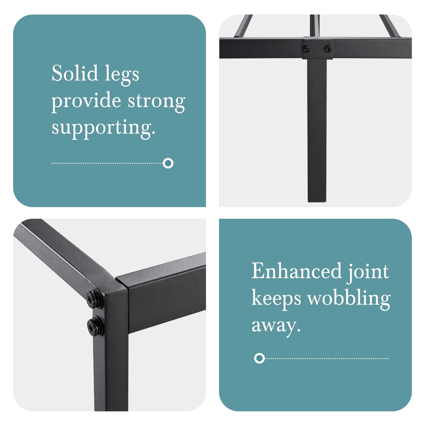 Metal Bed Frame, No Box Spring Needed - Queen, Full, King and Twin Sizes