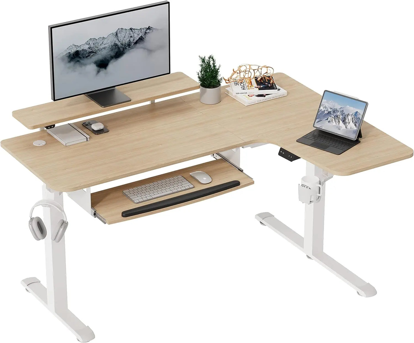 L-Shaped Desk  61"x43" with Keyboard Tray