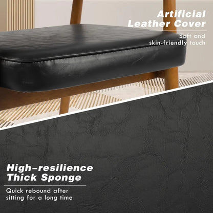 Chairs with Wooden Handrail, Fabric Upholstered Faux Leather