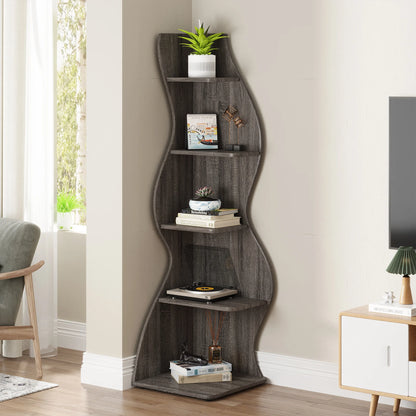 Corner bookShelf, 5-Tier Stylish Corner Bookcase