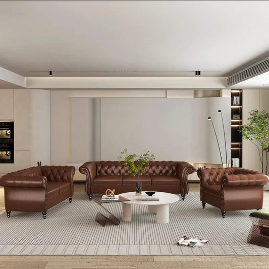 leather sofa loveseat couch chair, 3 piece