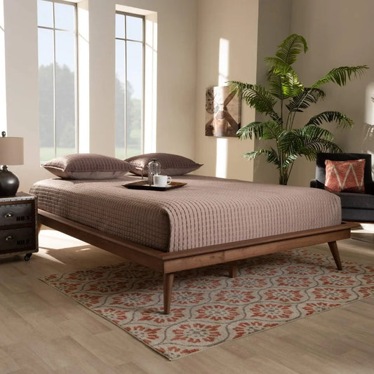 Walnut Queen Platform Bed Frame by Baxton Studio