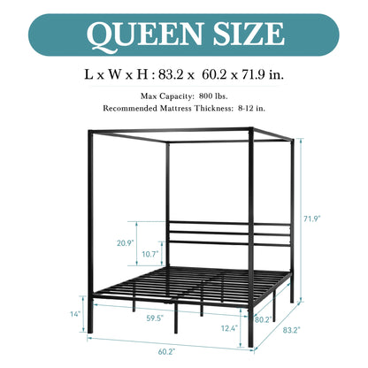 Canopy Bed Frame, Easy Assembly - Queen & Full Sizes