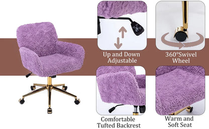 Purple Faux Fur Home Office Chair