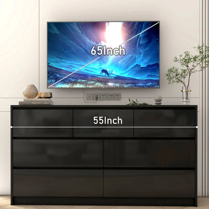 Dresser with High Gloss 7 Drawers, Chest of Drawers
