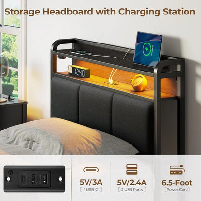 Bed Frame with Storage Drawers – Full/Queen/King Size