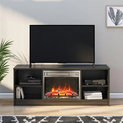 Fireplace TV Stand, for TVs up to 55", Black Oak
