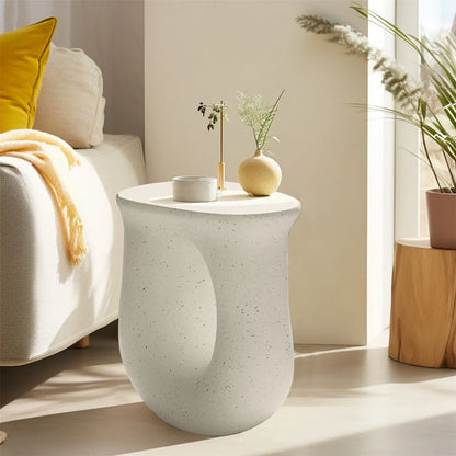 17.7" Pedestal Table Stand Cabin Decor, Handcast Polyresin, Full Color Finish End Table, Side Table, Plant Stand