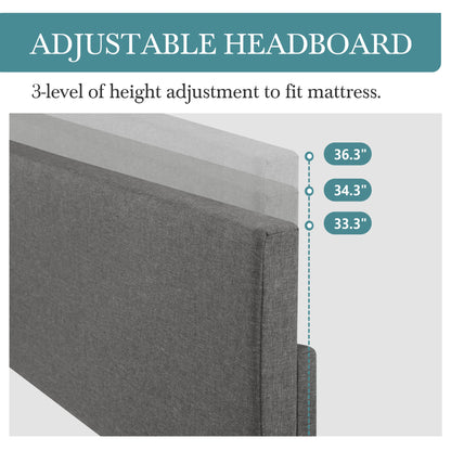 Full - Queen - King Bed Frame with Adjustable Headboard