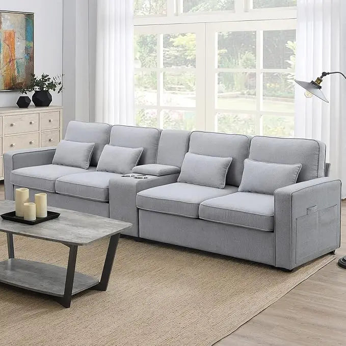 4-Seat Couch with 4 Pillows for Living Room