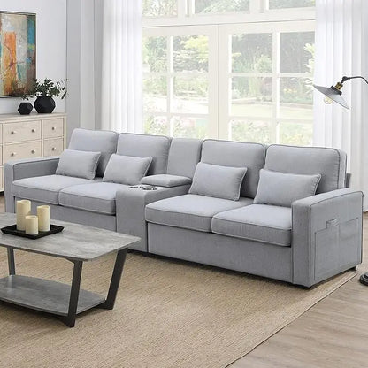 4-Seat Couch with 4 Pillows for Living Room