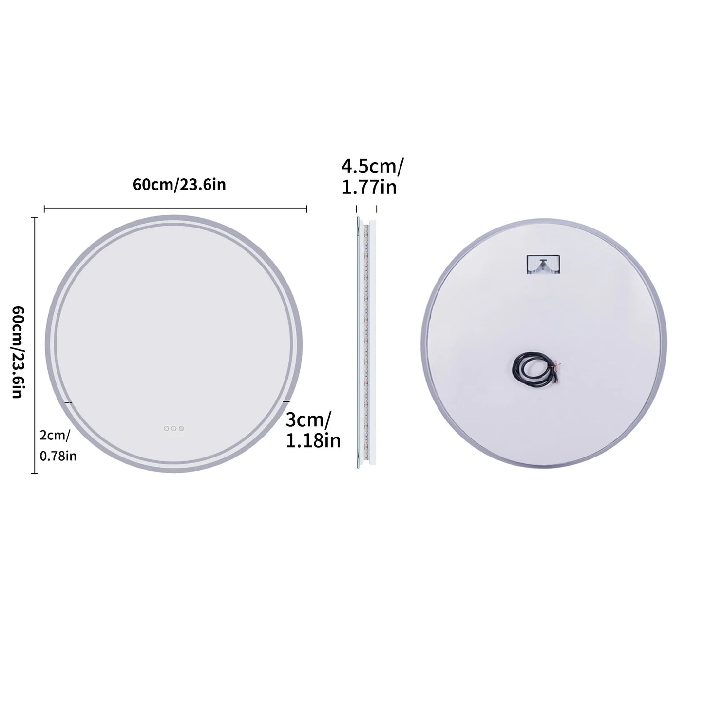 Intelligent Illuminate Big Round Mirror for Bathroom