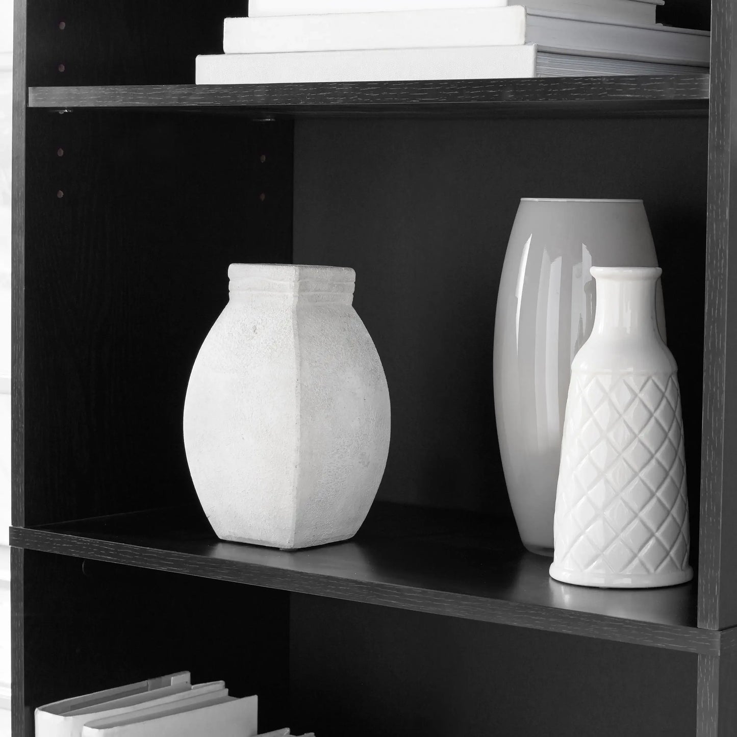 5-Shelf Bookcase , True Black Oak/White Bookshelf