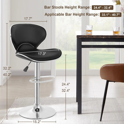 Bar Stools Set of 2, Counter Height Adjustable Bar Stools