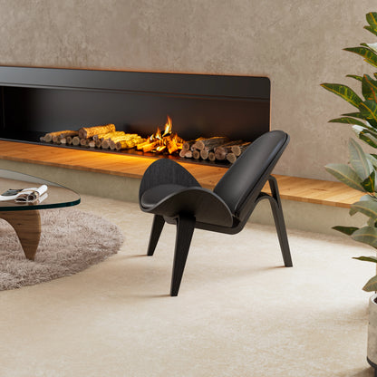 Lounge Shell Chair Faux Leather Solid Wood Style
