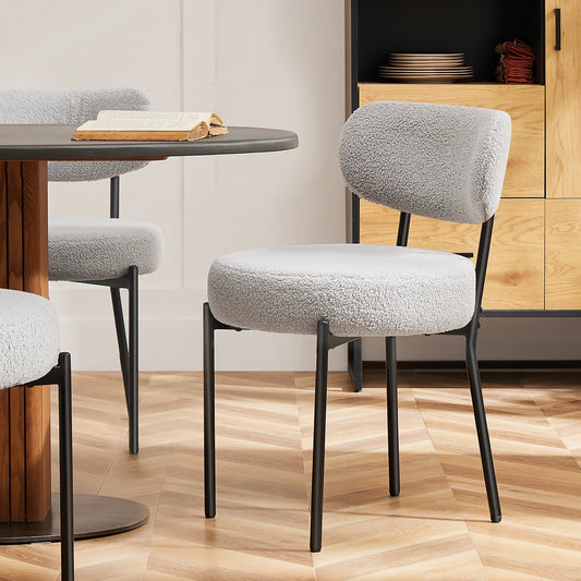 Ergonomic Round Dining Chairs Set of 2 Plush Fabric