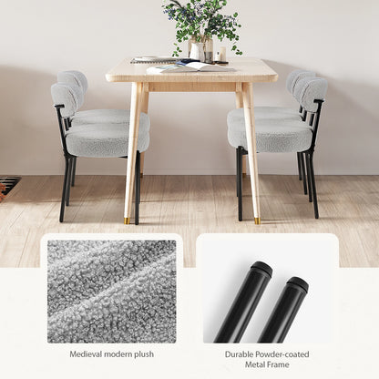Ergonomic Round Dining Chairs Set of 2 Plush Fabric