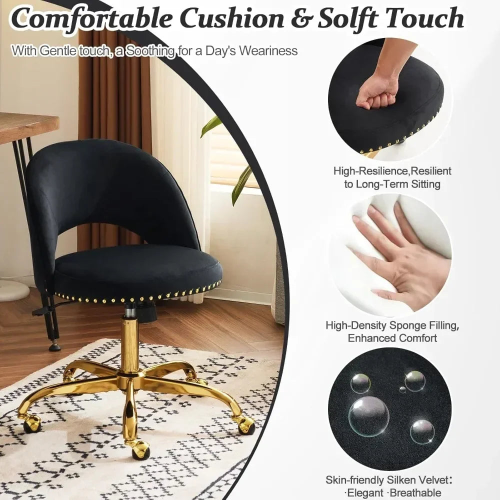 Velvet Small Chair, Comfy Armless