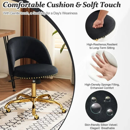 Velvet Small Chair, Comfy Armless