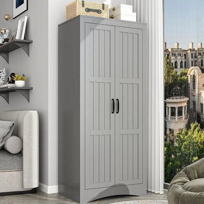 2 Door Wardrobe Closet, Armoire with 2 Shelves