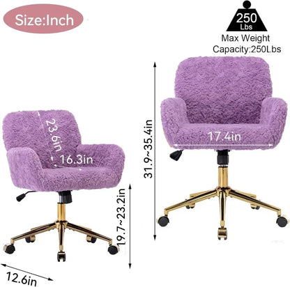 Purple Faux Fur Home Office Chair