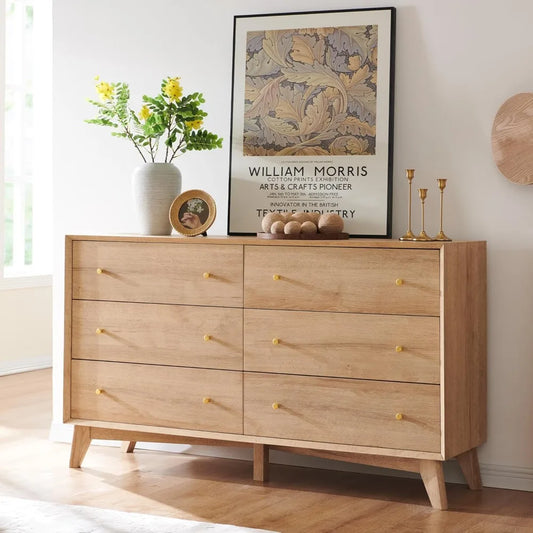 6 Drawer Dresser, 54" Wide Chest of Drawers