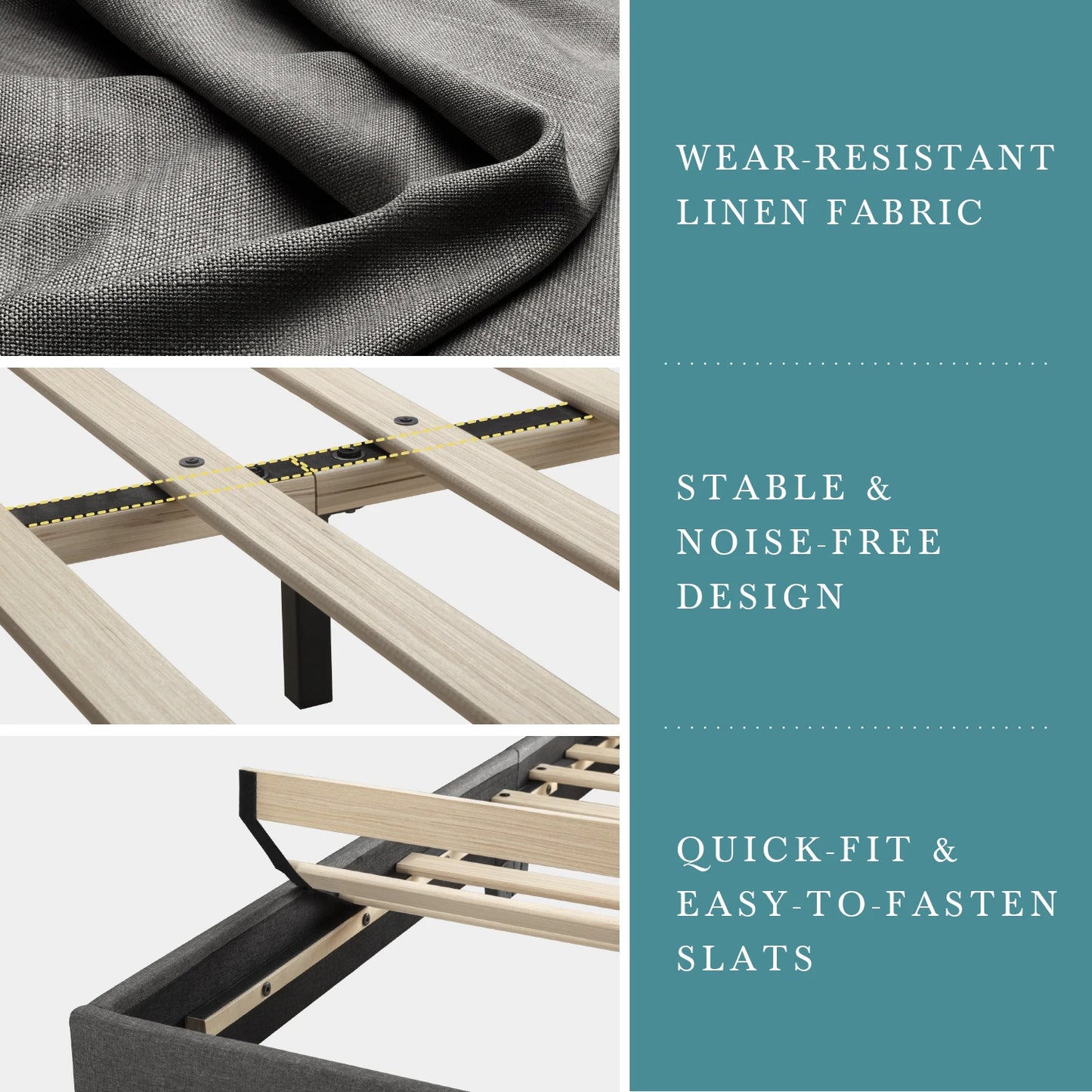 Full - Queen - King Bed Frame with Adjustable Headboard