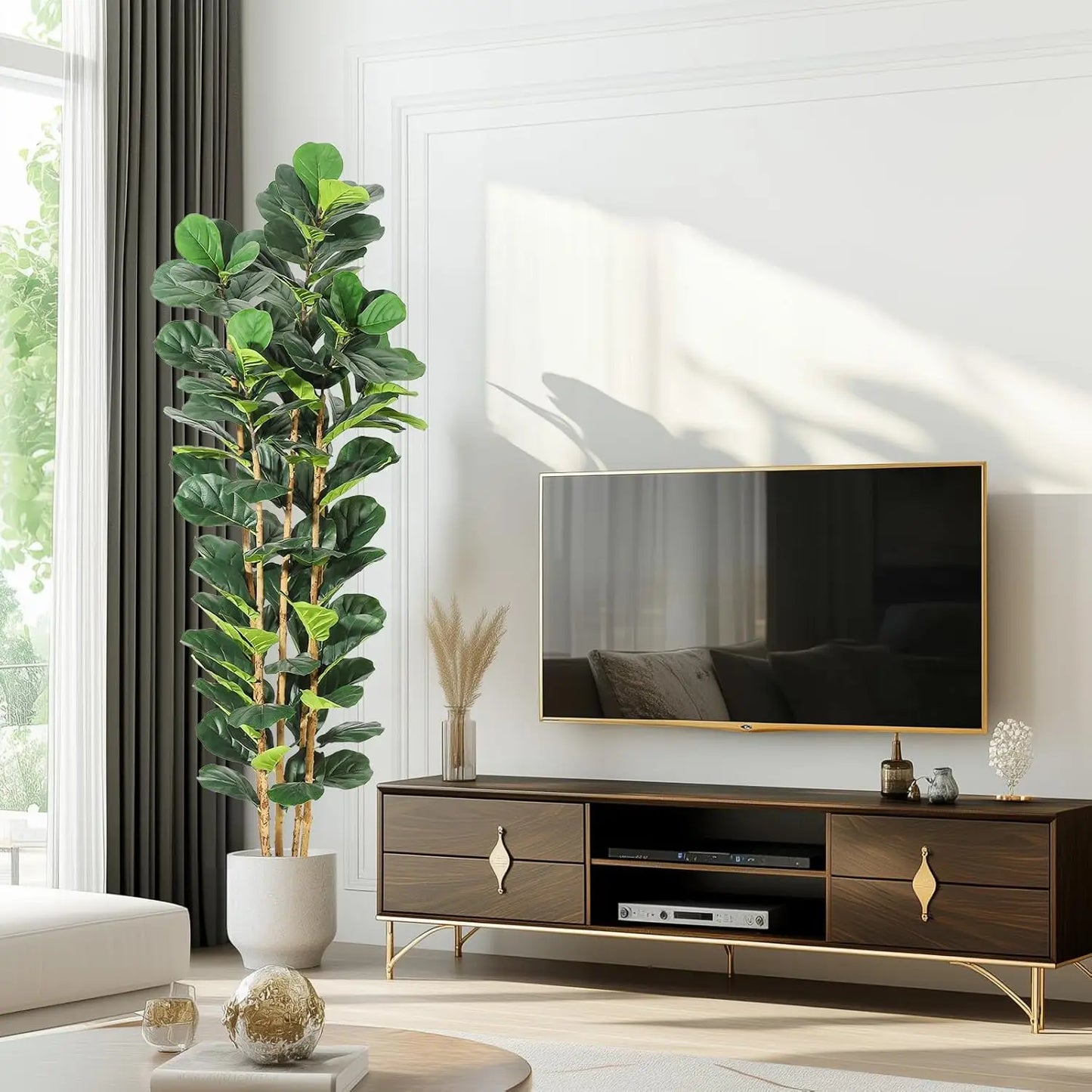 Artificial Fiddle Leaf Fig Tree with Pot Faux