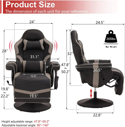 Massage Video Gaming Recliner Chair -Ergonomic Office Chair