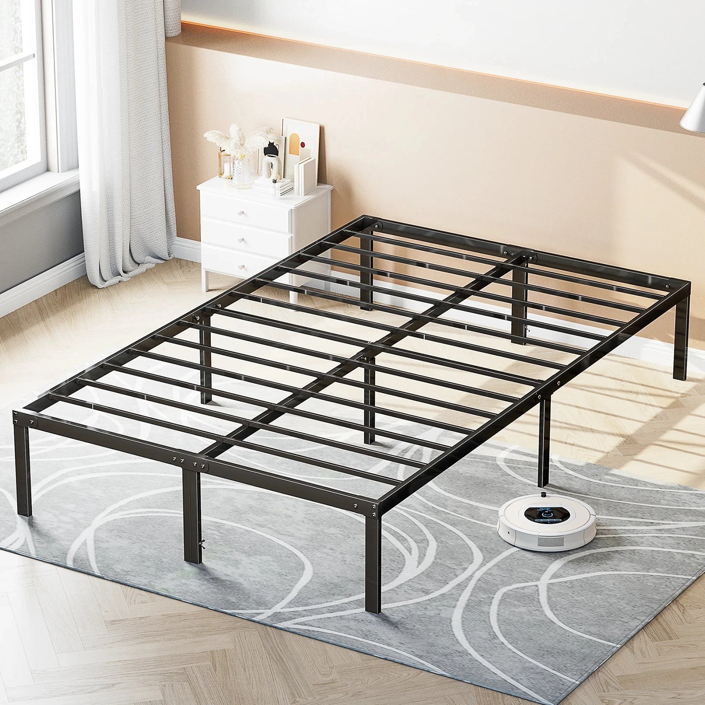 Twin Full Queen King Size Bed Frame Metal Platform Bedroom Frames with Storage