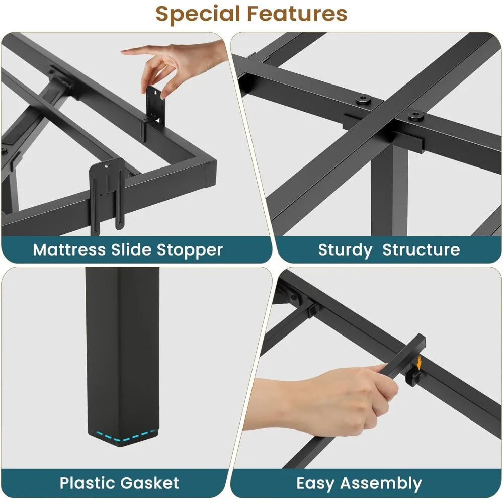 Metal Bed Frame & Slide Stoppers – Full, Queen, King Sizes