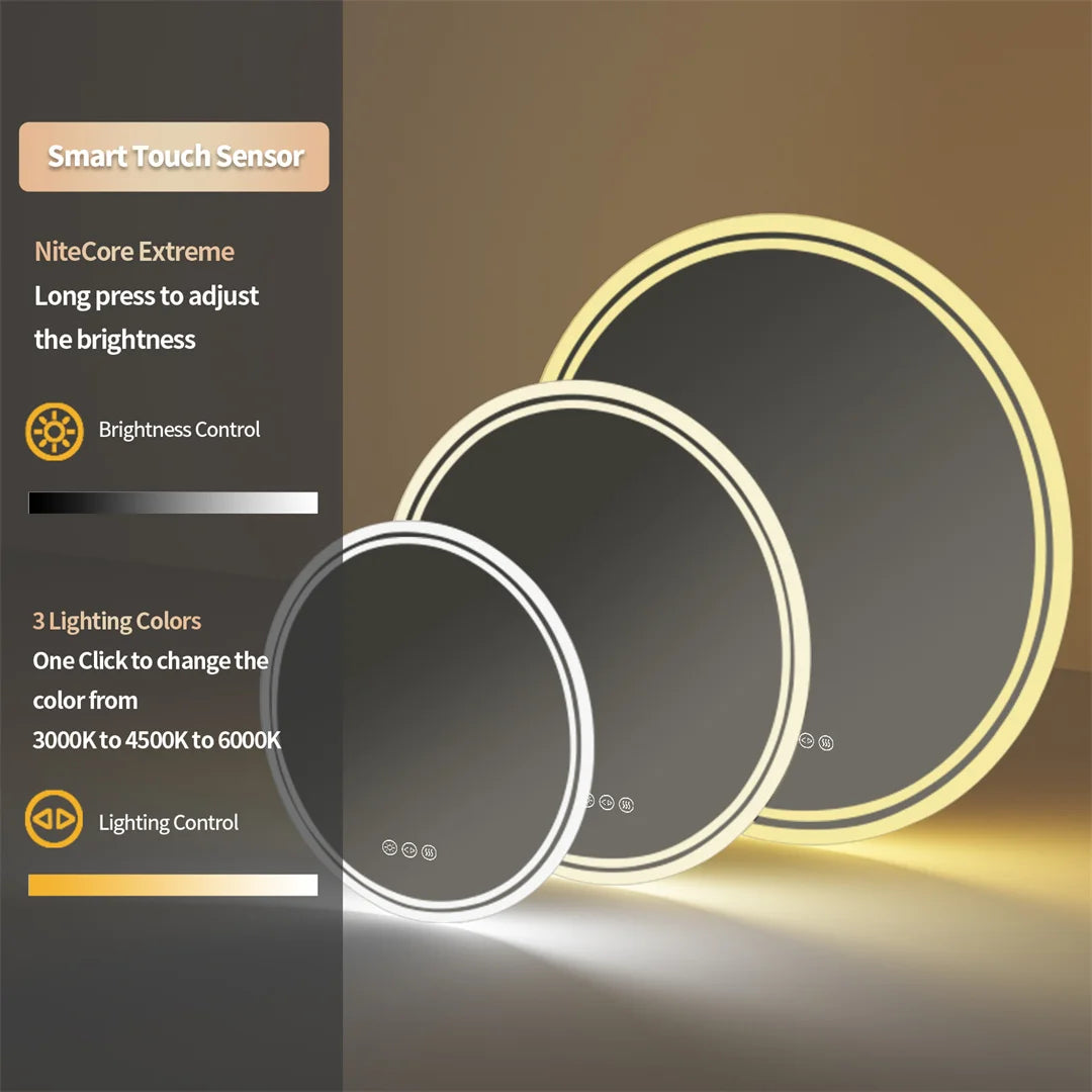 Intelligent Illuminate Big Round Mirror for Bathroom