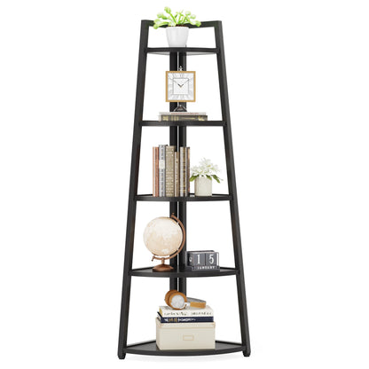 Corner Bookcase, Bookshelf with Rack Wood