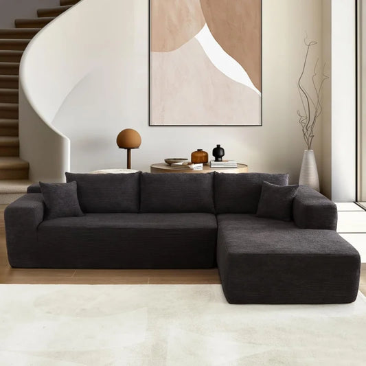 L-Shape Couch with Chaise,Modular Sectional Sofa Cloud Deep Seat