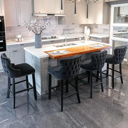 Bar Stools Set Counter Height,with Solid Wood Legs