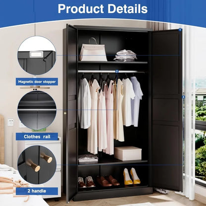 Metal Armoire Wardrobe Closet with 2 Doors