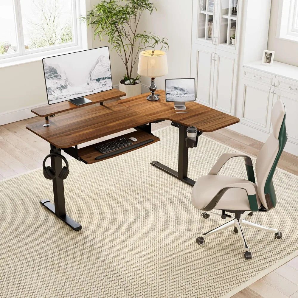 L-Shaped Desk  61"x43" with Keyboard Tray