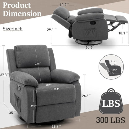 Recliner Chair, 360 Swivel Rocker Chair for Adults