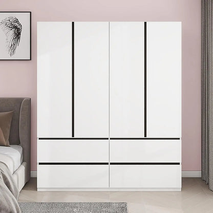 Armoire Wardrobe Closet with 3 Drawers and 4 Doors