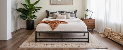 Metal Bed Frame, No Box Spring Needed - Queen, Full, King and Twin Sizes