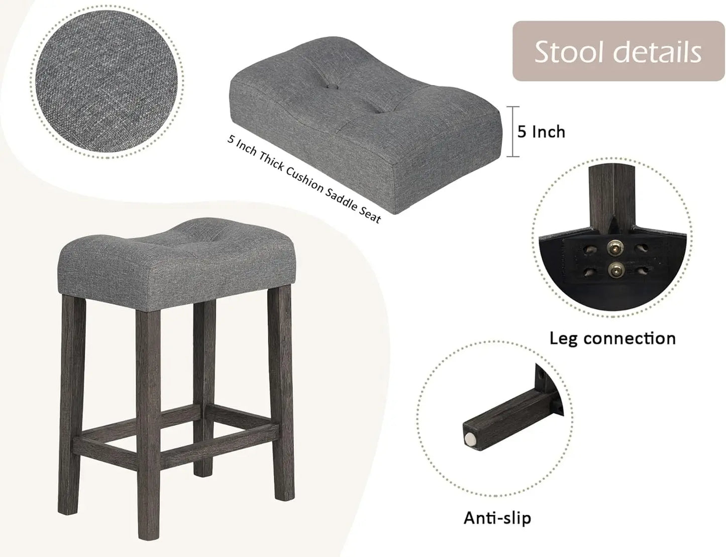 Dining Bar Table and Chairs with Power Outlet, 4 Piece Bar Table Set with Chairs, Sofa Bar Table with 3 Padded Stools