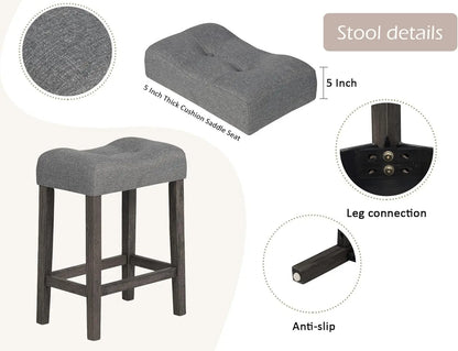Dining Bar Table and Chairs with Power Outlet, 4 Piece Bar Table Set with Chairs, Sofa Bar Table with 3 Padded Stools